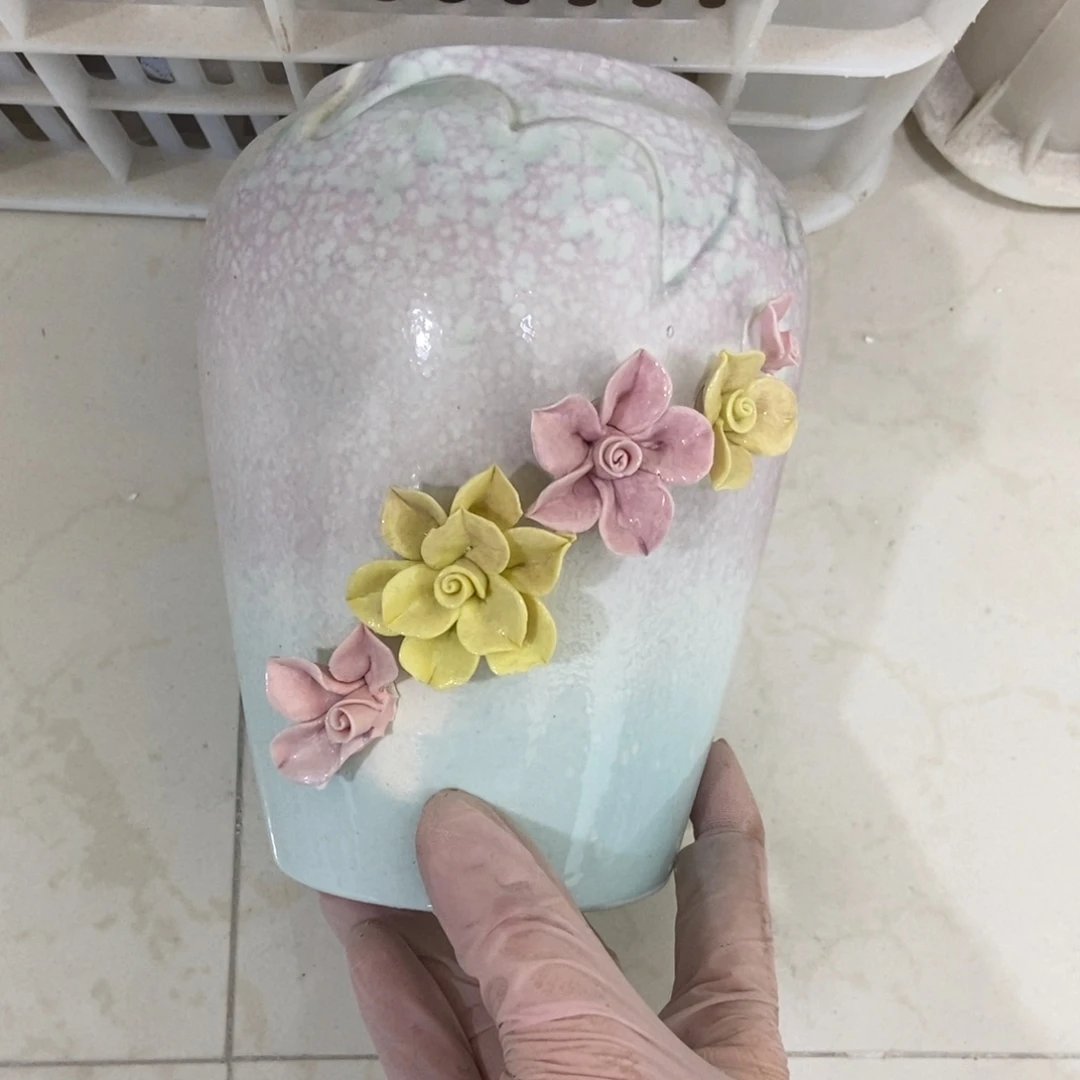 红陶高温陶瓷花盆瑕疵