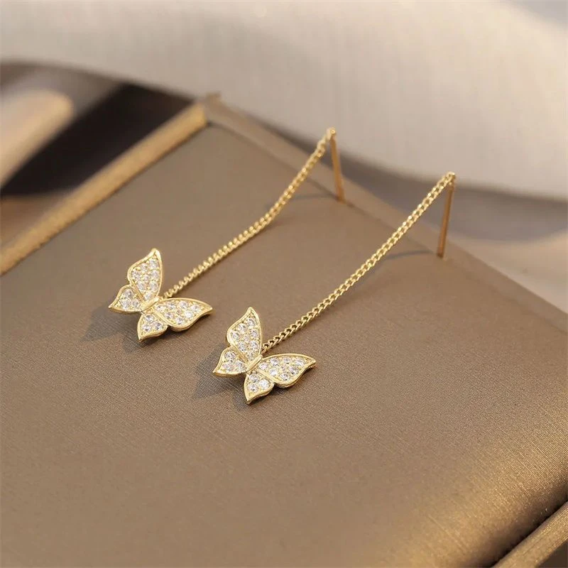 合金耳饰 素款耳饰蝴蝶耳线小众设计轻奢气质百搭高级感耳钉耳饰