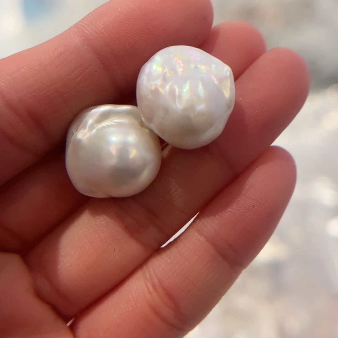 淡水珍珠耳饰银S925镶嵌
