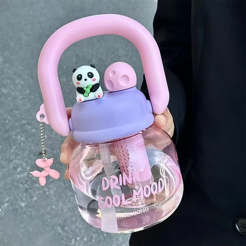 夏季新款可爱拎拎壶大容量女生高颜值吸管双饮水杯茶水分离大肚杯