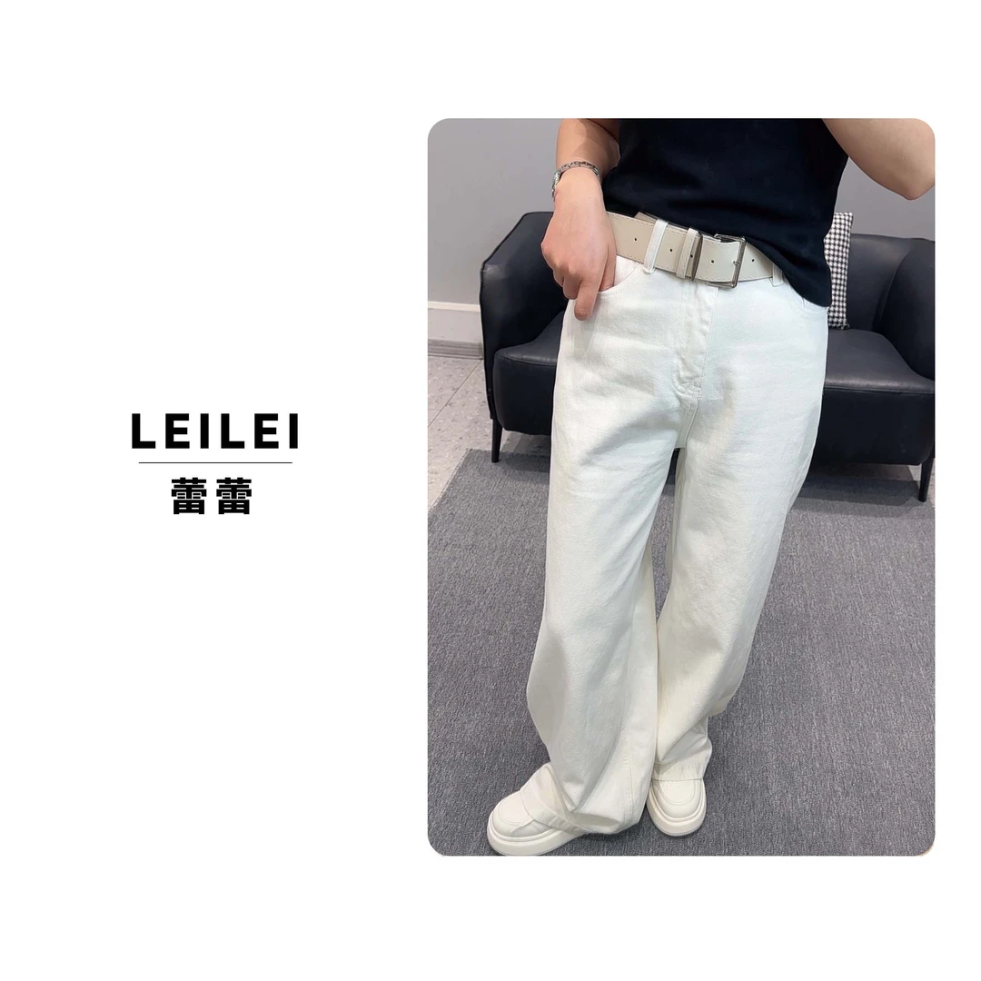 2025【蕾蕾家】春季时尚洋气休闲百搭高腰显瘦白色直筒休闲牛仔裤