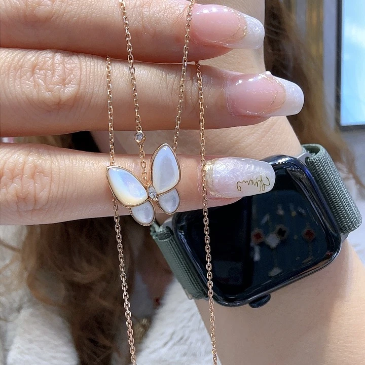 钻石项链18K金镶嵌蝴蝶