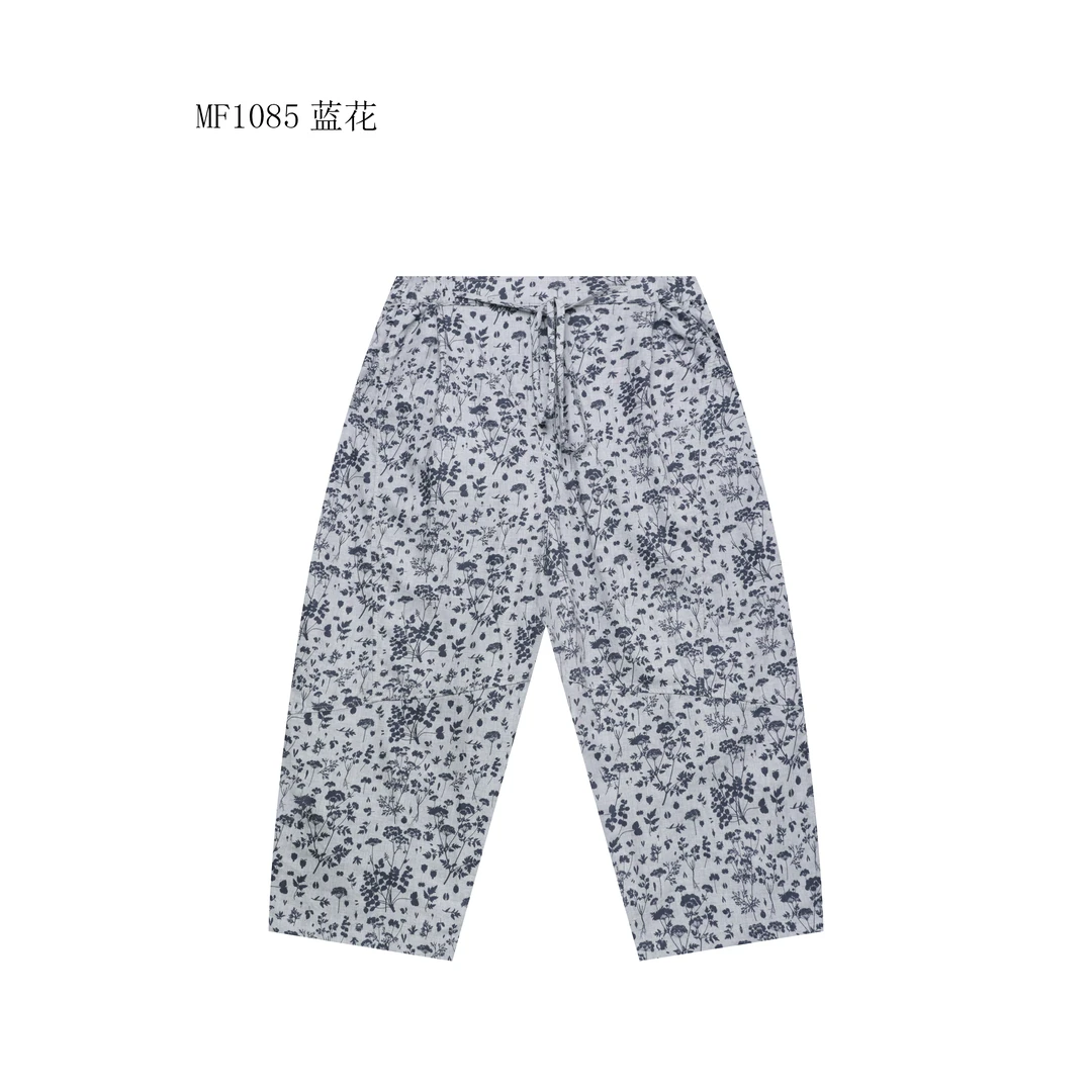 【麻訪家】MF1085蓝花文艺碎花宽松舒适百搭休闲裤