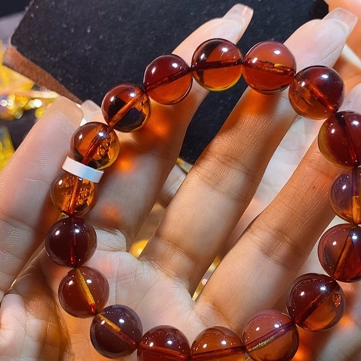 蓝珀未镶嵌珠宝奇石墨西哥红蓝手串12