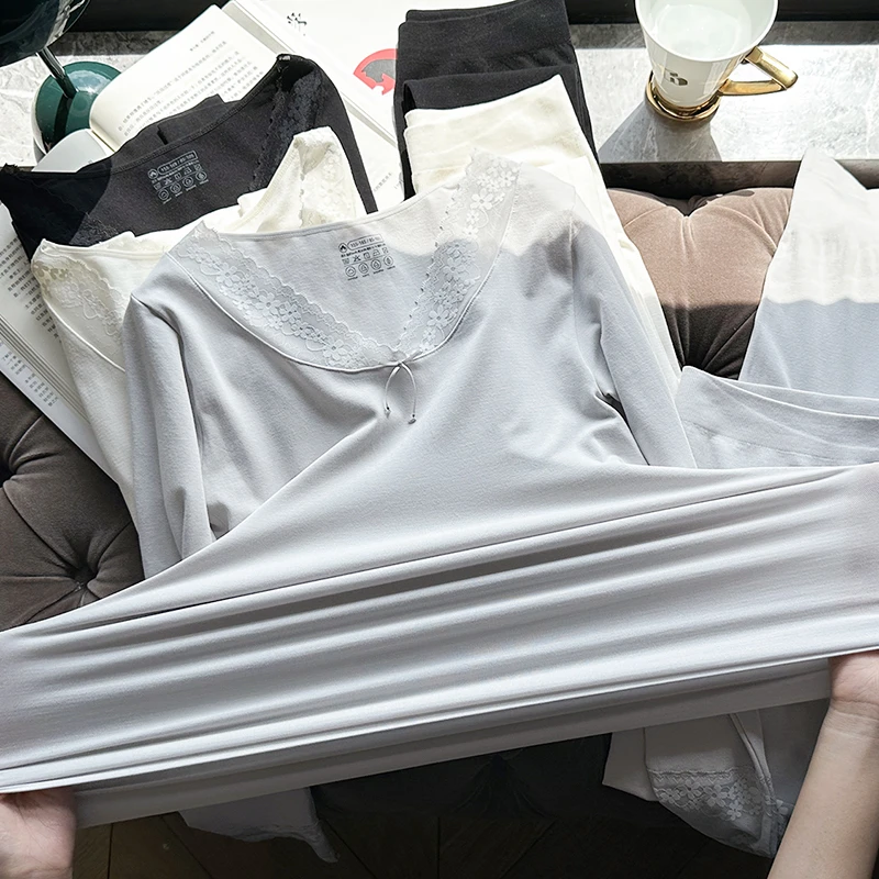 臻暖棉质蕾丝保暖套装-20830