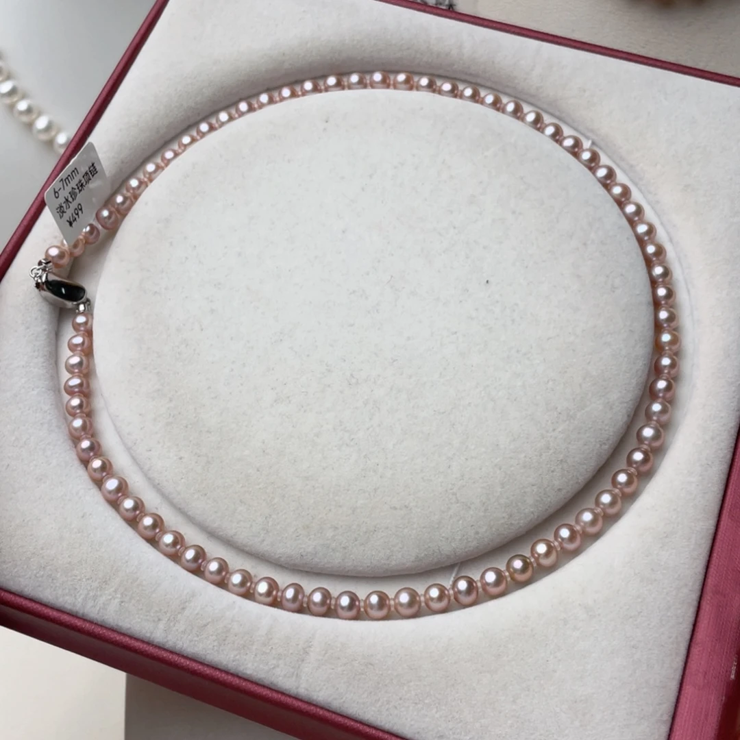 淡水珍珠项链银S925镶嵌6-7