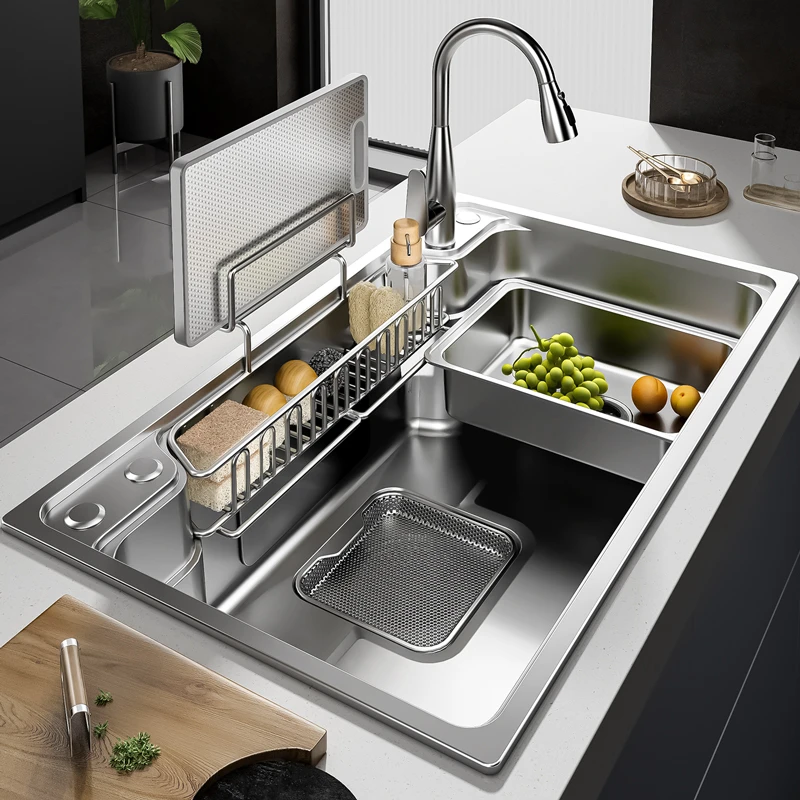 百悍水槽洗菜盆厨房304不锈钢大单槽家用洗手台水池洗碗槽洗菜池