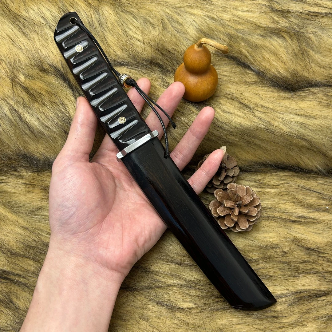 精品【武魂】紫光檀手工锻造大马士革户外收藏