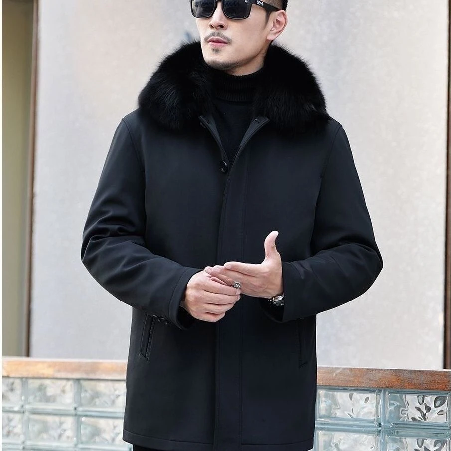 【翻领水貂内胆】男士短款水貂内胆可拆卸派克服。身长75厘米