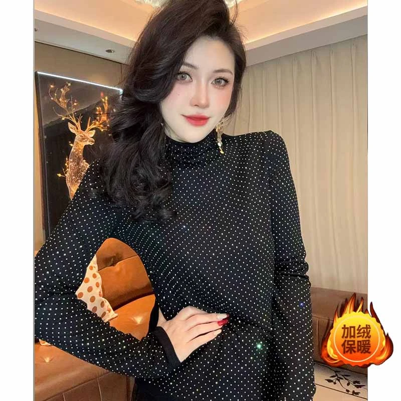 大漂亮严选-璀璨半高领加绒款打底衫时尚百搭长袖女Z889