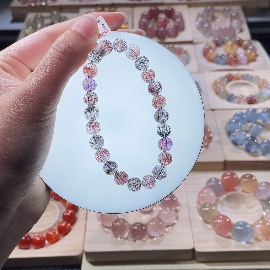 水晶未镶嵌手链超七手链，晶体通透