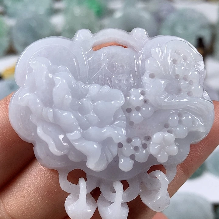 颈饰未镶嵌翡翠花开富贵如意锁福利