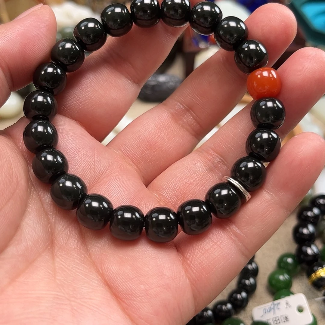 手链未镶嵌和田玉（糖玉）坚**底