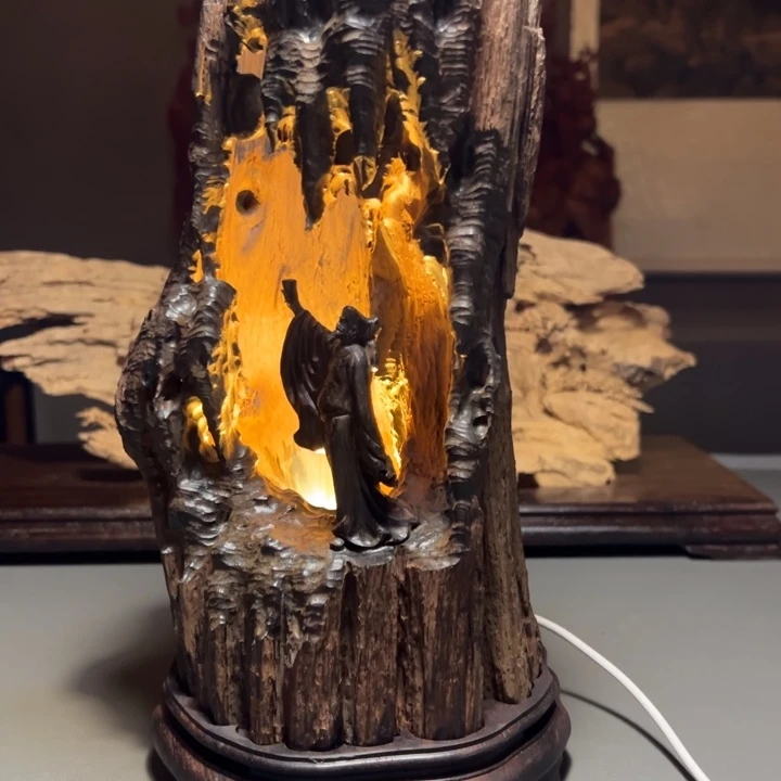 烟***同交趾黄檀（大红酸枝）李白邀月摆件作品