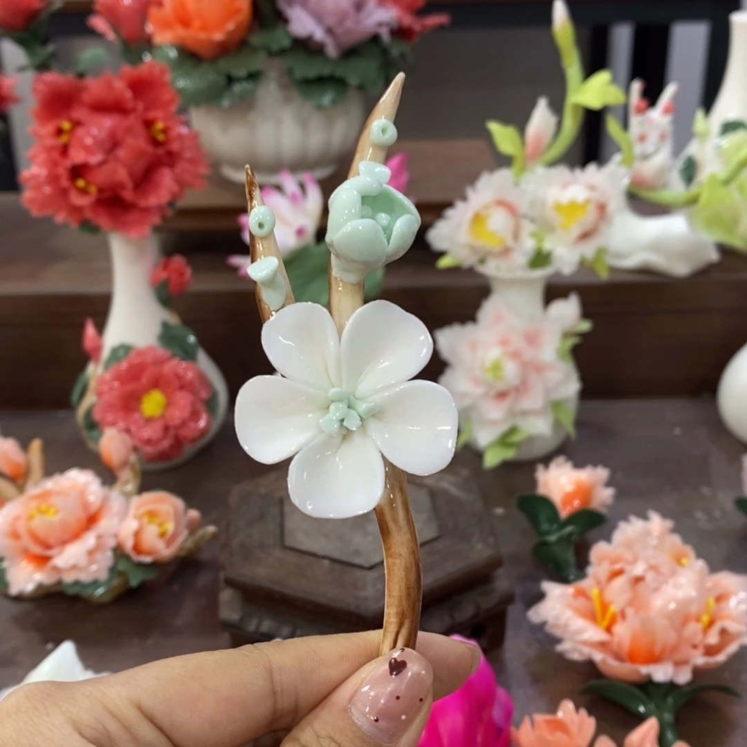 瓷片陶瓷手工花摆件