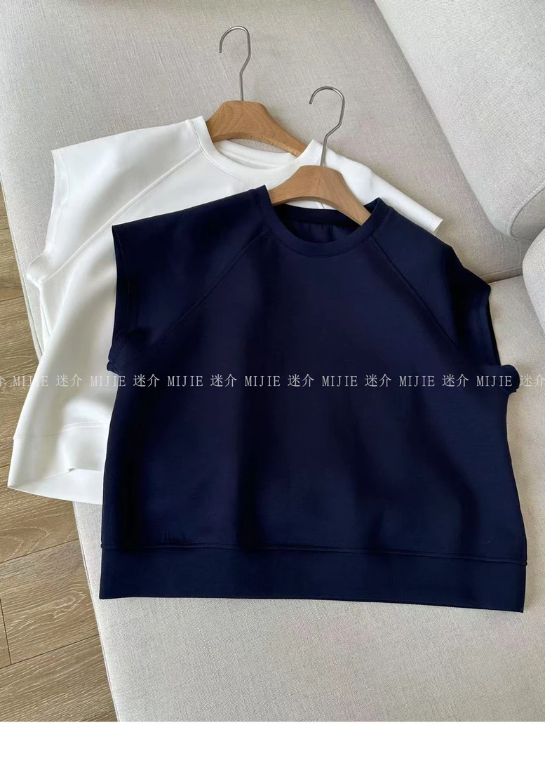 【迷介】”云羽飞袖”天咝空气棉夏新款纯色半袖透气短袖宽松T恤衫薄