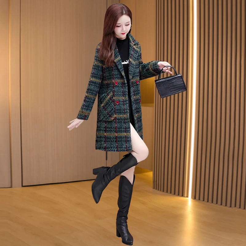 2025年新款女装小香风格子毛呢厚外套女2025新款爆秋冬贵夫人品牌