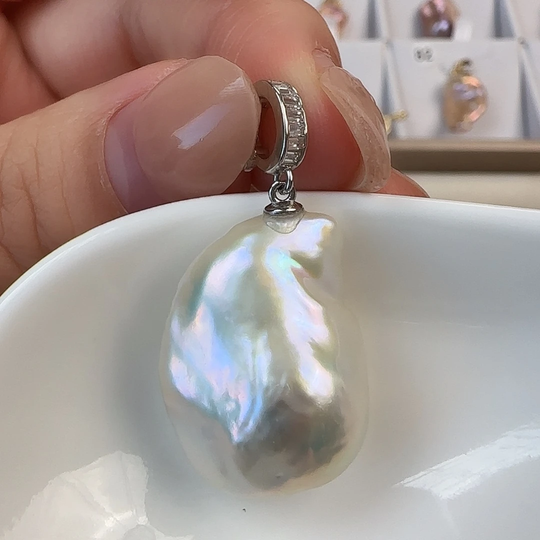 淡水珍珠耳饰银S925镶嵌