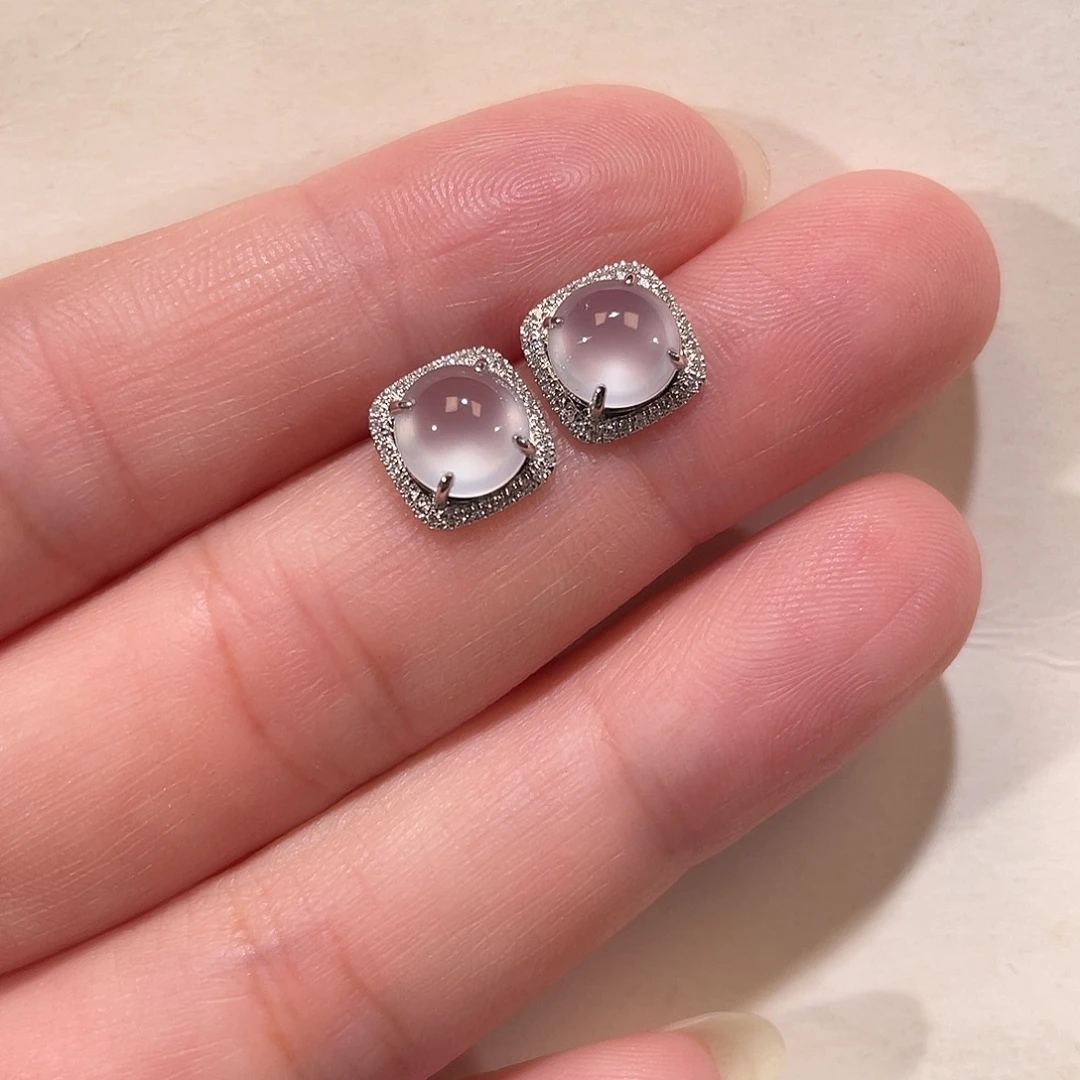 翡翠18K金镶嵌耳饰南非钻