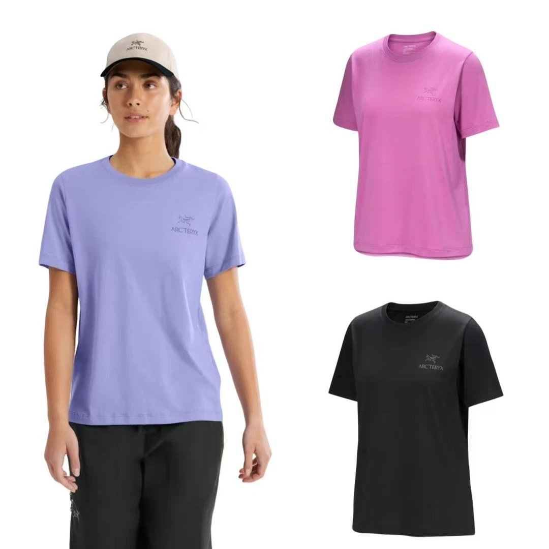 ARC'TERYX/始祖鸟 kragg 女款纯棉圆领鸟标logo短袖T恤半截袖粉色