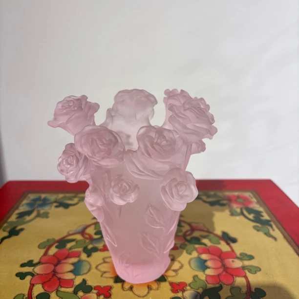 AP629轻奢玫瑰琉璃花瓶装饰摆件