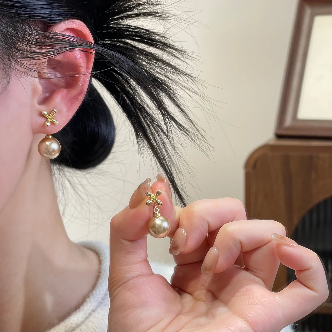 【澄意饰品】美拉德两戴珠珠耳环女气质时尚百搭法式精致简约-8234