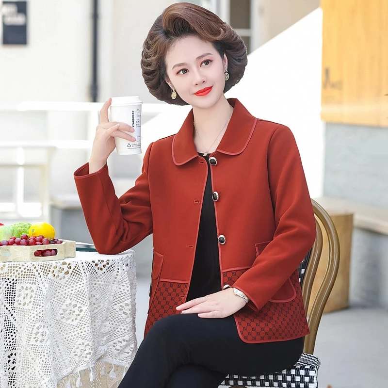 中老年人春秋风衣妈妈春装薄款外套洋气新款40岁50阔太太气质上衣