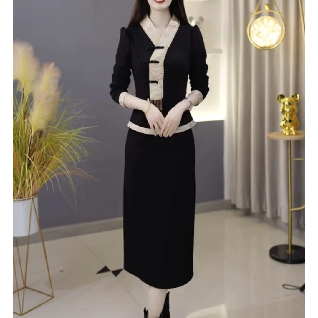 【定制套装】C1699上衣配半身裙优雅气质时尚减龄休闲显瘦收腰冬