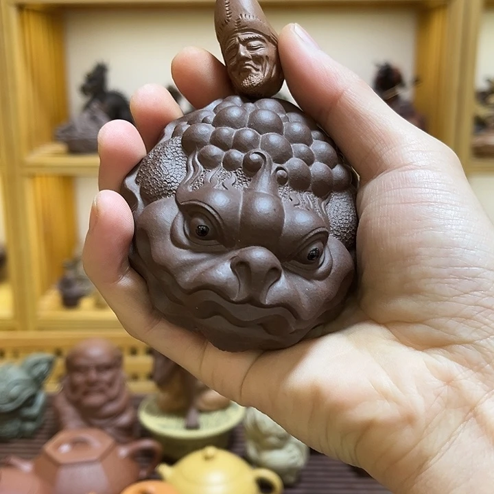 钱***途紫砂茶宠紫砂和气生财金蟾茶宠➕济公茶宠摆件一对