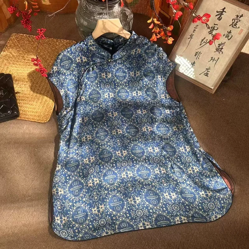 夏季新款新中式国风立领斜襟小飞袖复古气质小衫上衣女