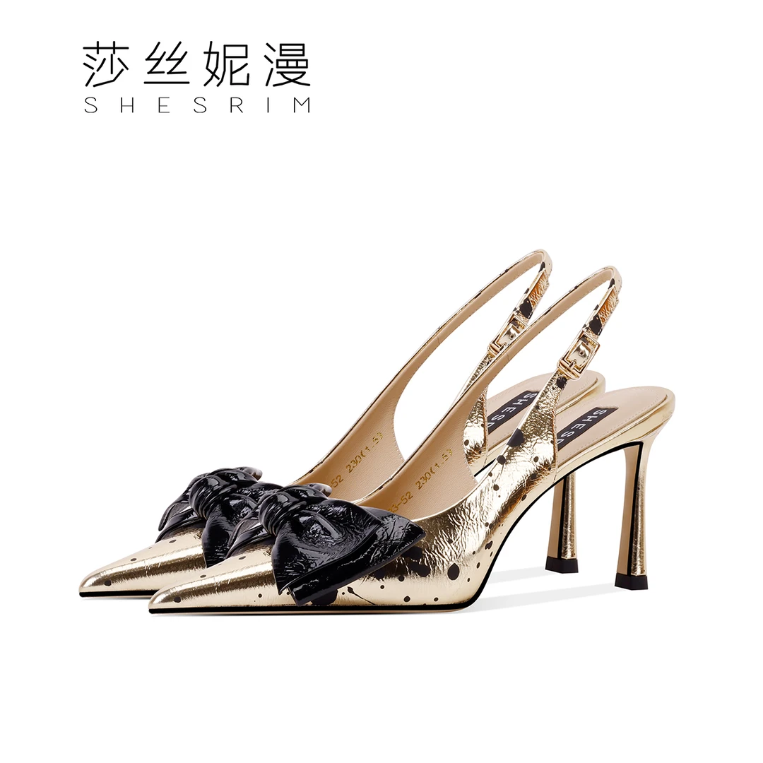 L34-爆款凉鞋包头时装凉鞋金属风女士包头凉鞋尖头细高跟时尚