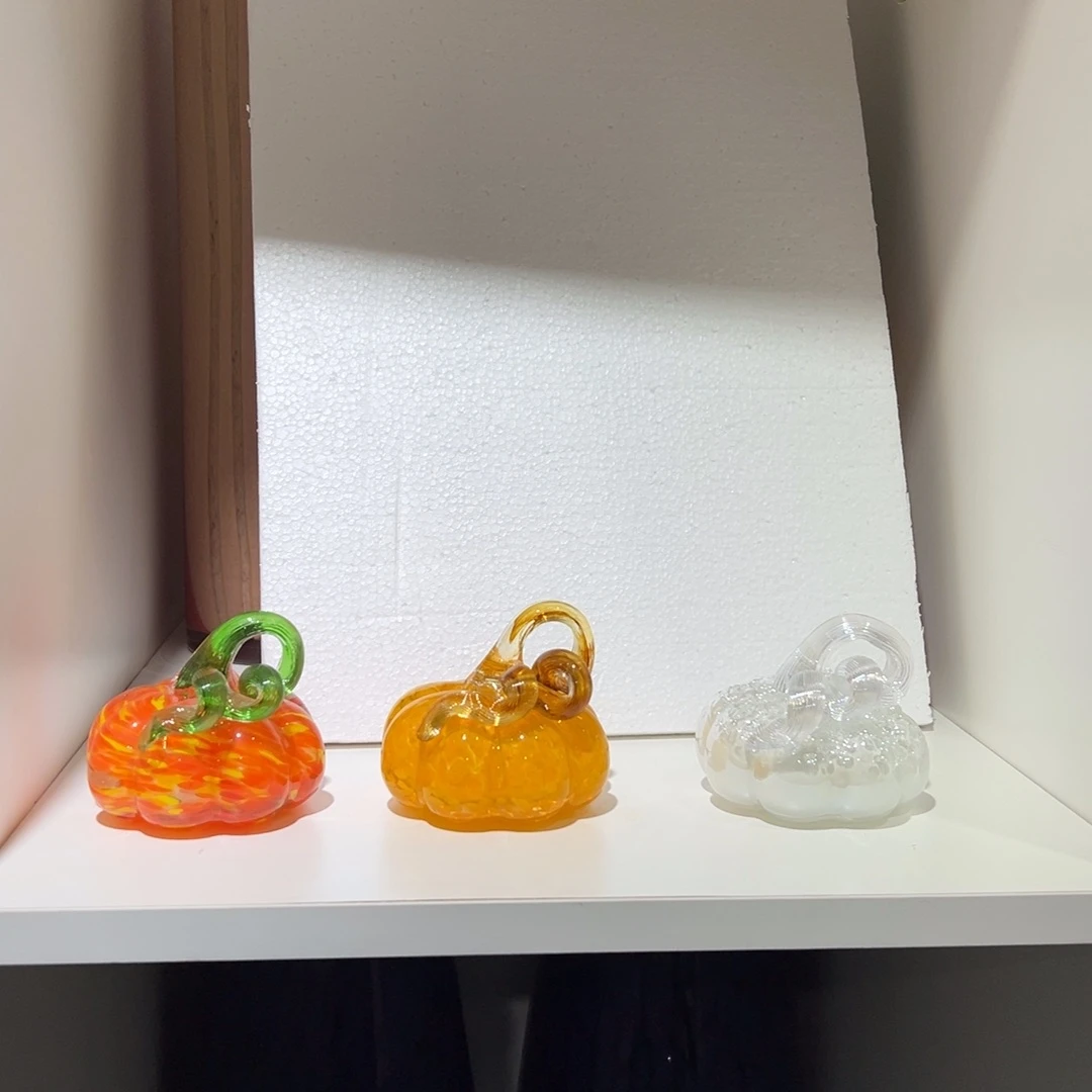 琉璃纯手工制作工艺品三个小南瓜高7，直径9