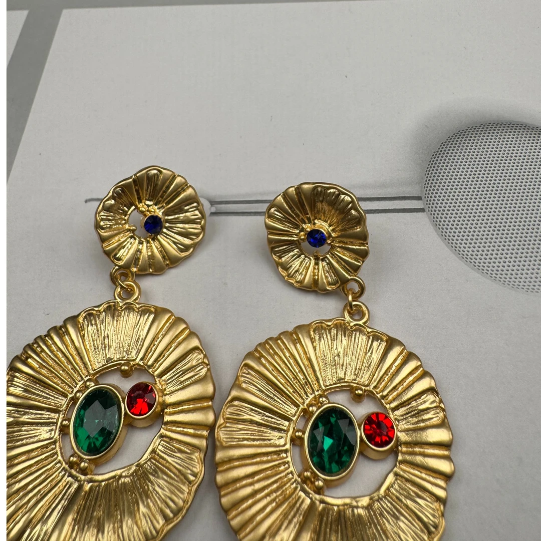 铜合金合成锆石耳饰 时尚复古古风法式欧美中古宫廷风耳钉ed2770