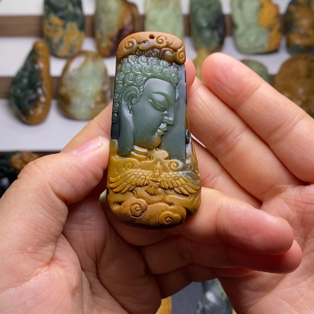 岫岩河磨玉（透闪石质玉）挂件未镶嵌回**风