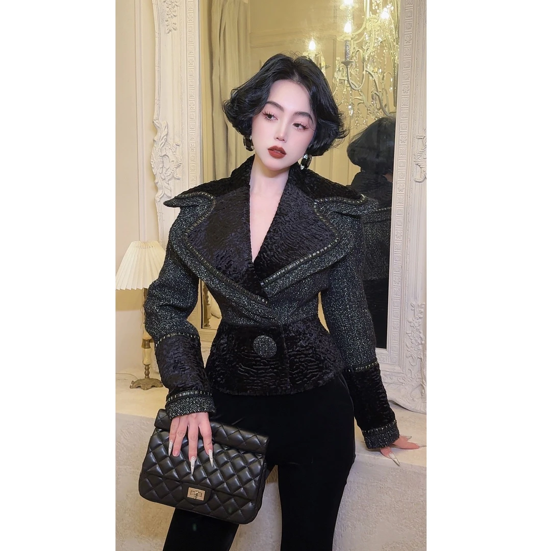 LYXJ【伦敦梦境】冬季小众时尚马海毛混纺毛呢短款外套11560