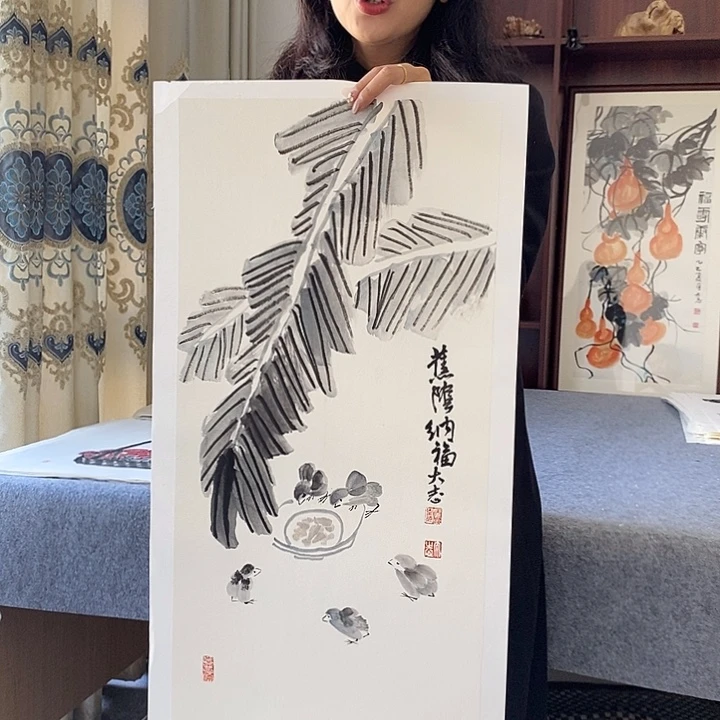 国画纯手绘国画写意作品34*68