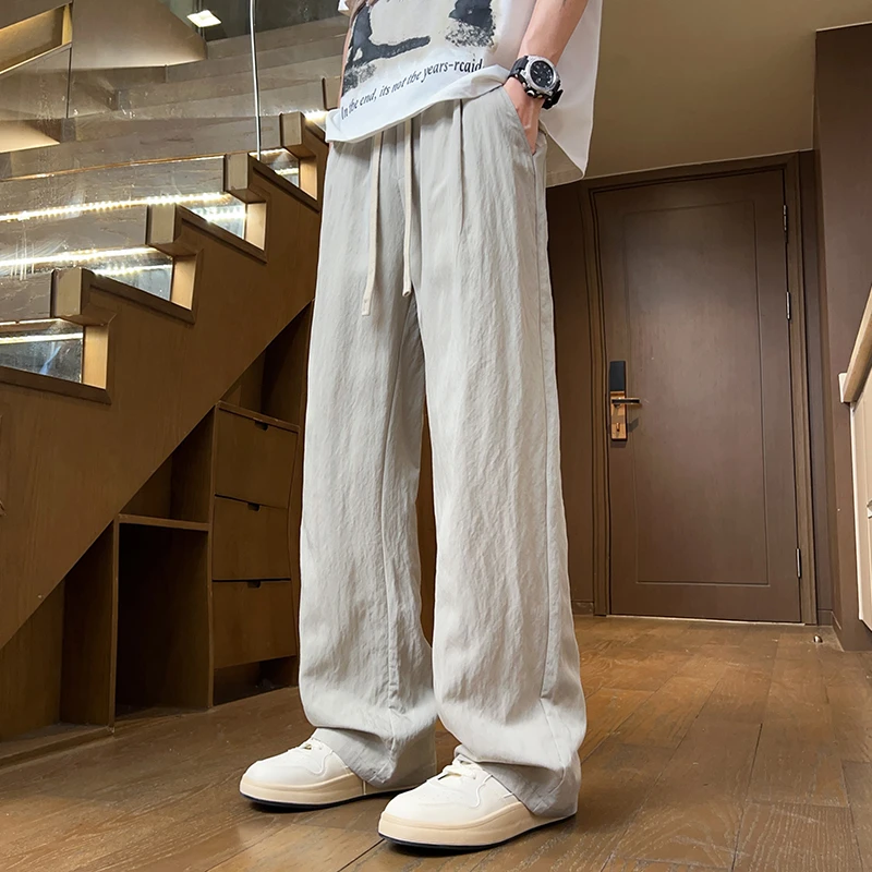莱赛尔天丝休闲裤男士2025夏季薄款冰丝凉感长裤宽松直筒阔腿裤子