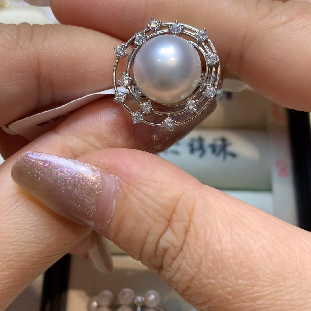 海水珍珠戒指银S925镶嵌