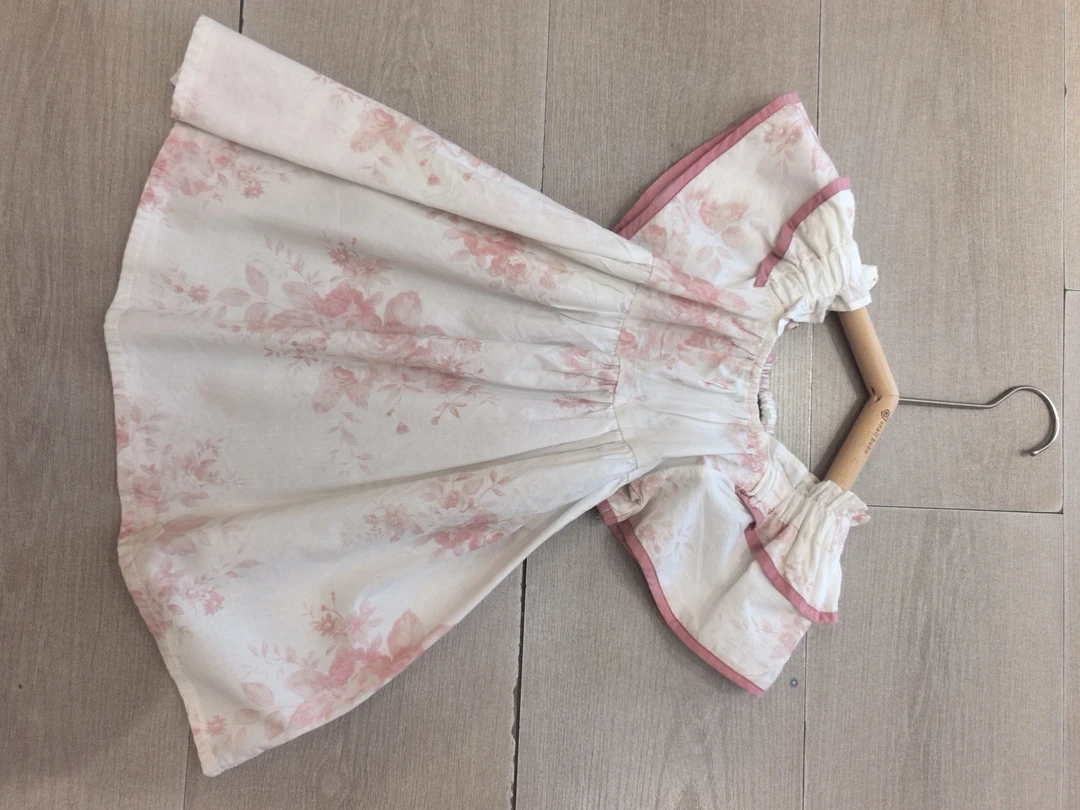夏季女小童飞袖碎花裙