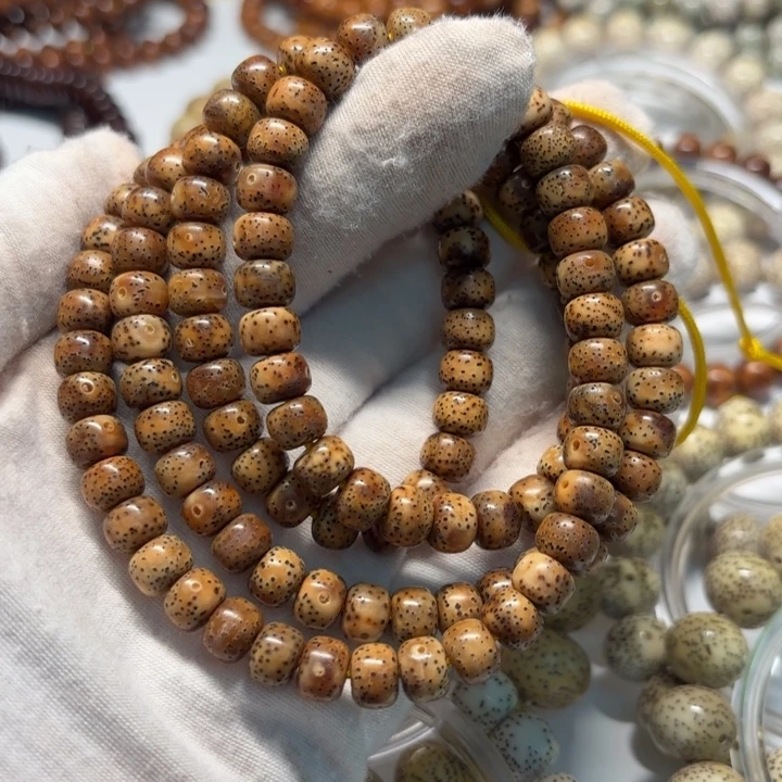 吊坠星月菩提8*6藏桶珠长串108+12陈籽