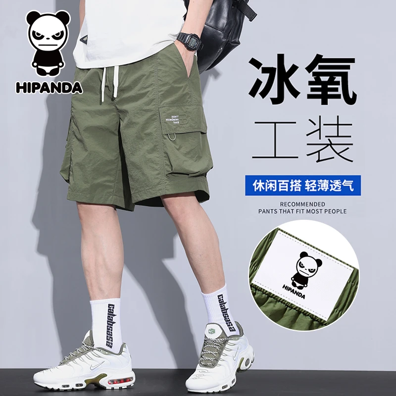 HiPanda你好熊猫工装短裤男款夏季宽松百搭潮流薄款速干五分裤子