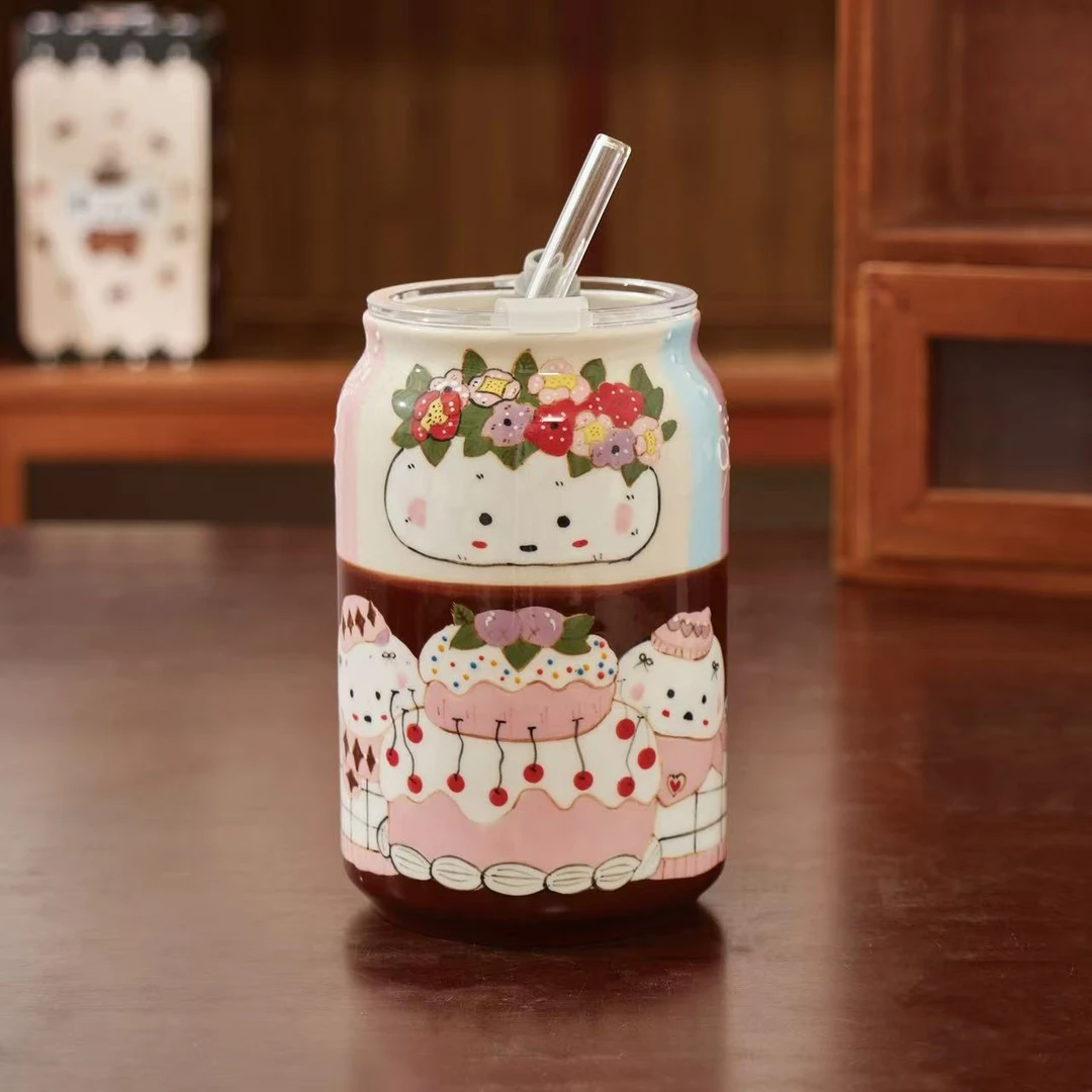 【出口原单】萌宠派对吸管杯-浅粉色-400ml