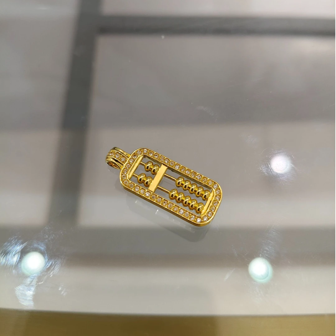 【质检发货】MR18K新中式豪镶算盘吊坠可配件DIY（赠合金链）