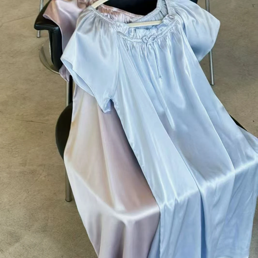 桑蚕丝睡裙长裙连衣裙休闲百搭女圆领国风中式时尚气质新中式夏季