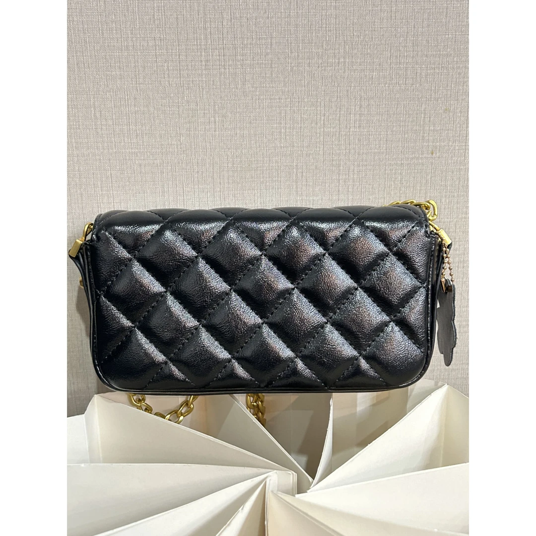 TOLEX2025新款手工时尚百搭方块大眼女包黑色19.5cm