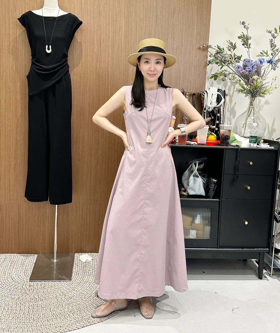 【NO退NO换】鑫燃KIKI 一抹平连衣裙复古圆领无袖连衣裙 5019 WU