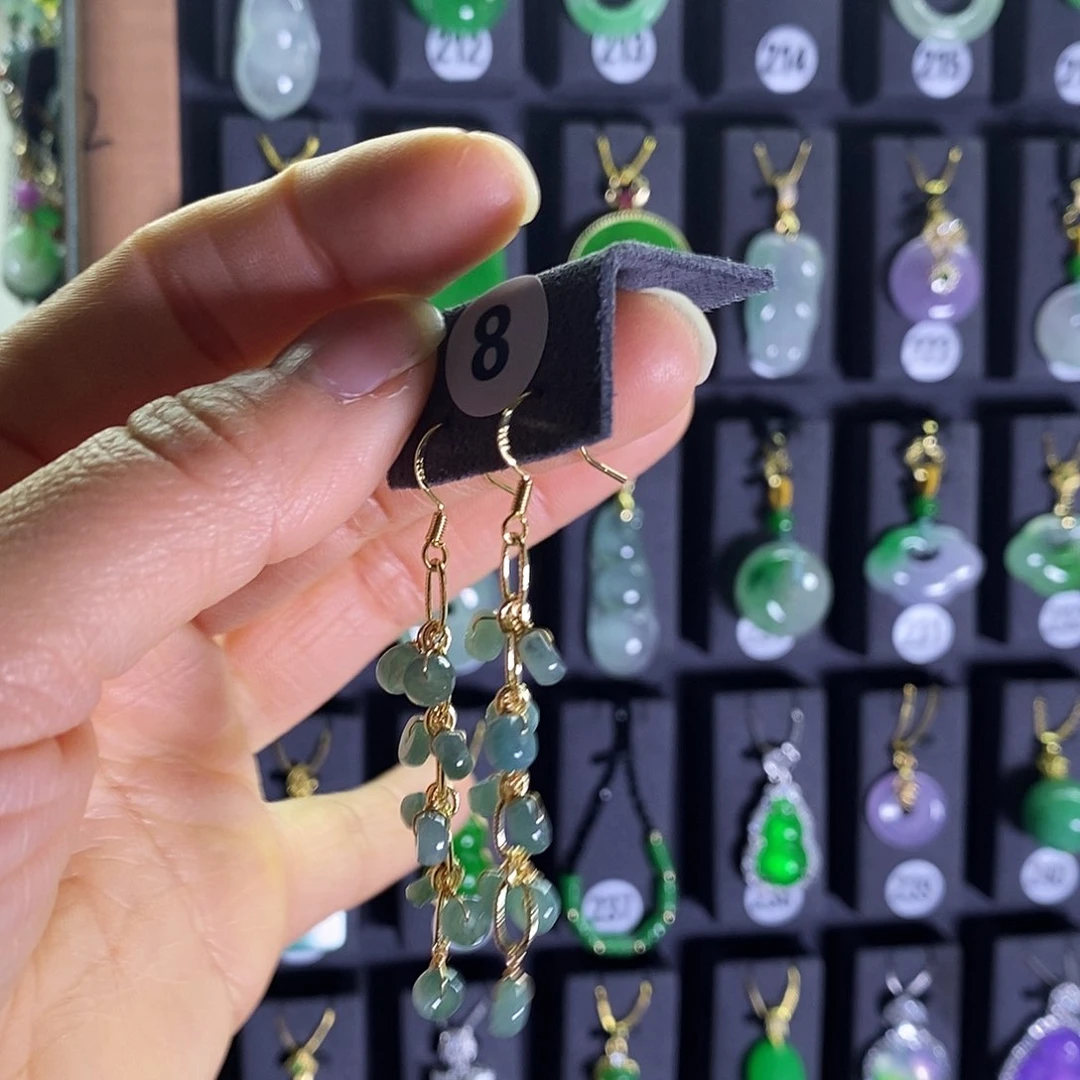 银S925镶嵌翡翠耳饰8