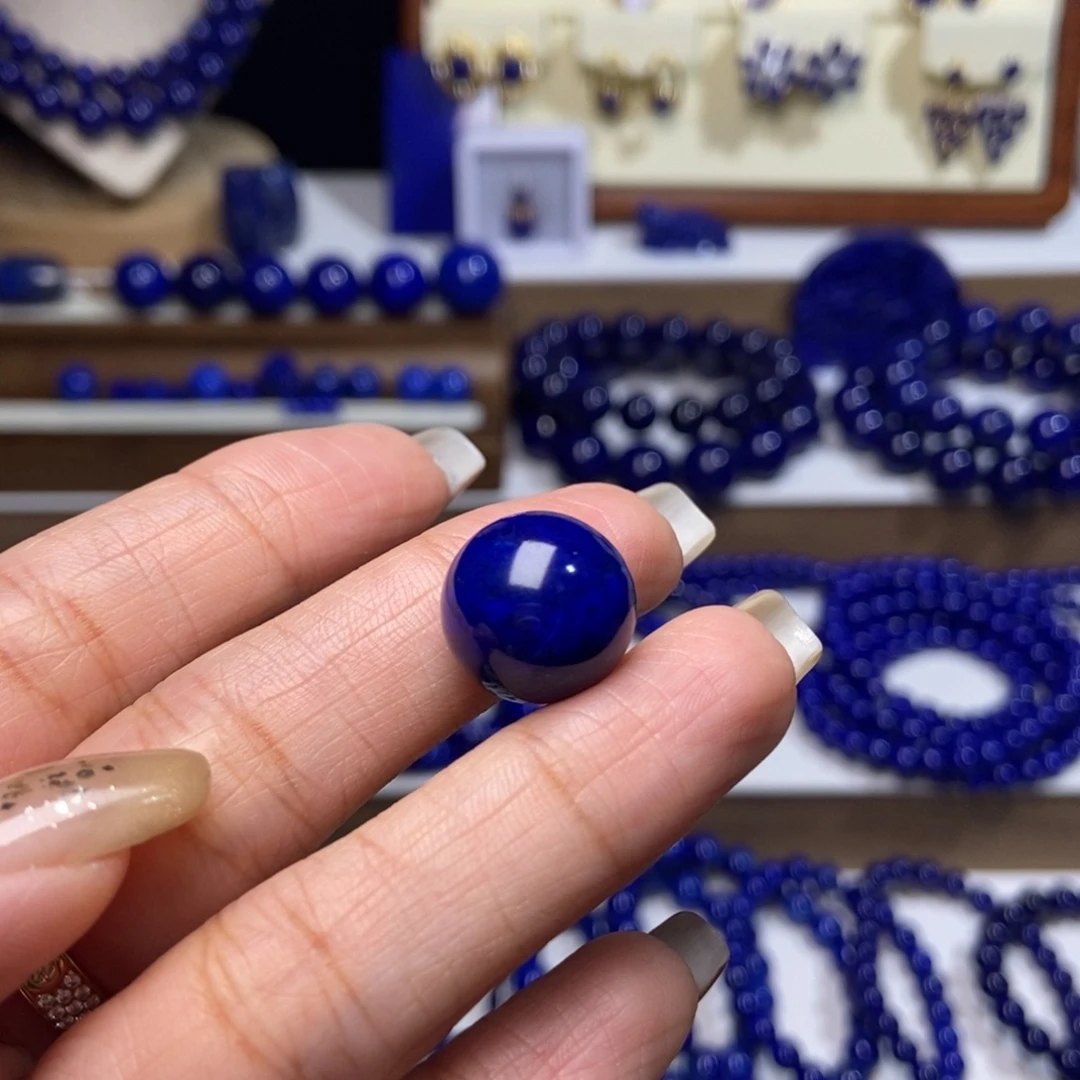 红***）青金石未镶嵌老矿精品单珠14.5mm