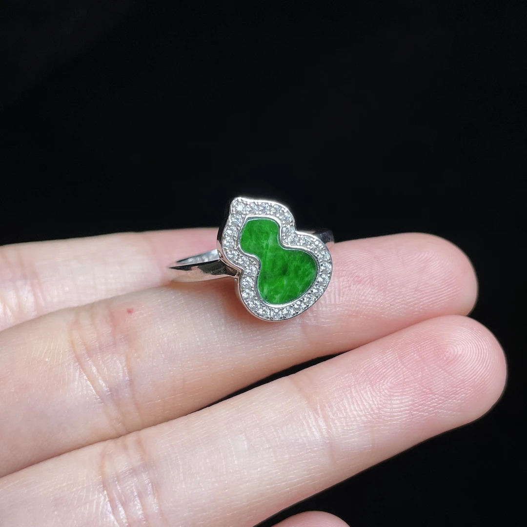 L【玉氏珠宝】925银翡翠葫芦戒指 多样性发一 CAN1050224