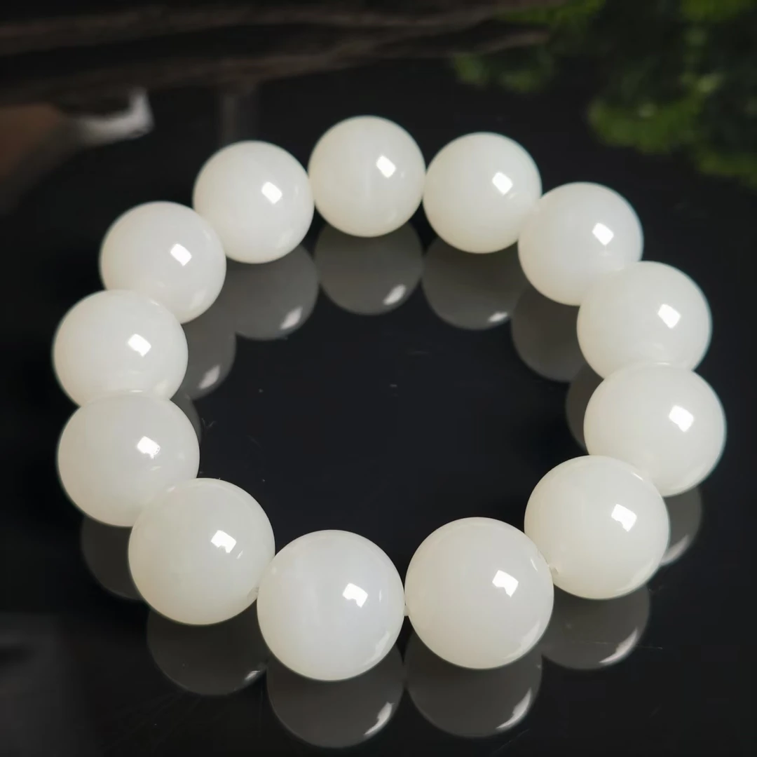 lot6099 手串 和田玉白玉 18mm*13颗 117.5g